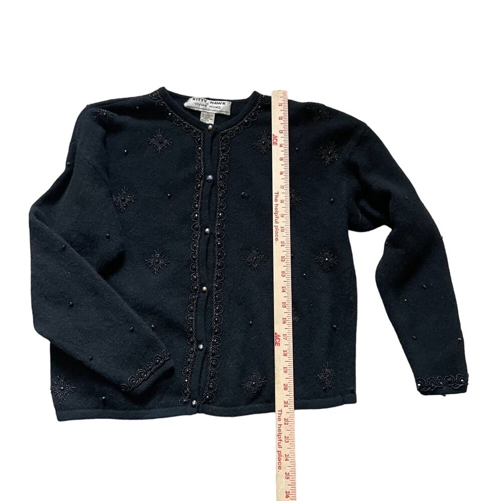 Kitty Hawk by Vivian Wang Embellished Wool Cardigan Sweater Women's Medium Black - Picture 5 of 7